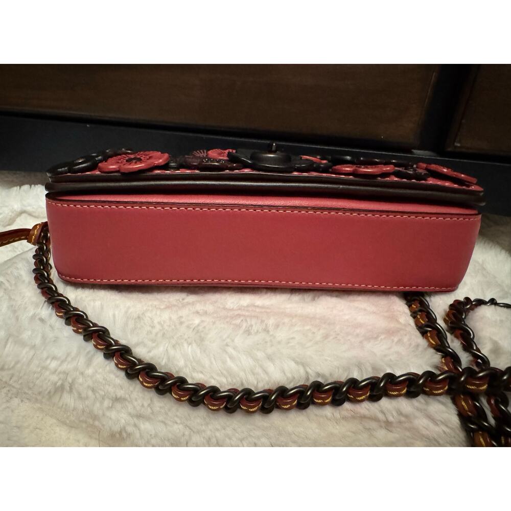 Stunning Pink and Black coach vintage Y2K Tea Rose Applique Dinky purse - Picture 12 of 14